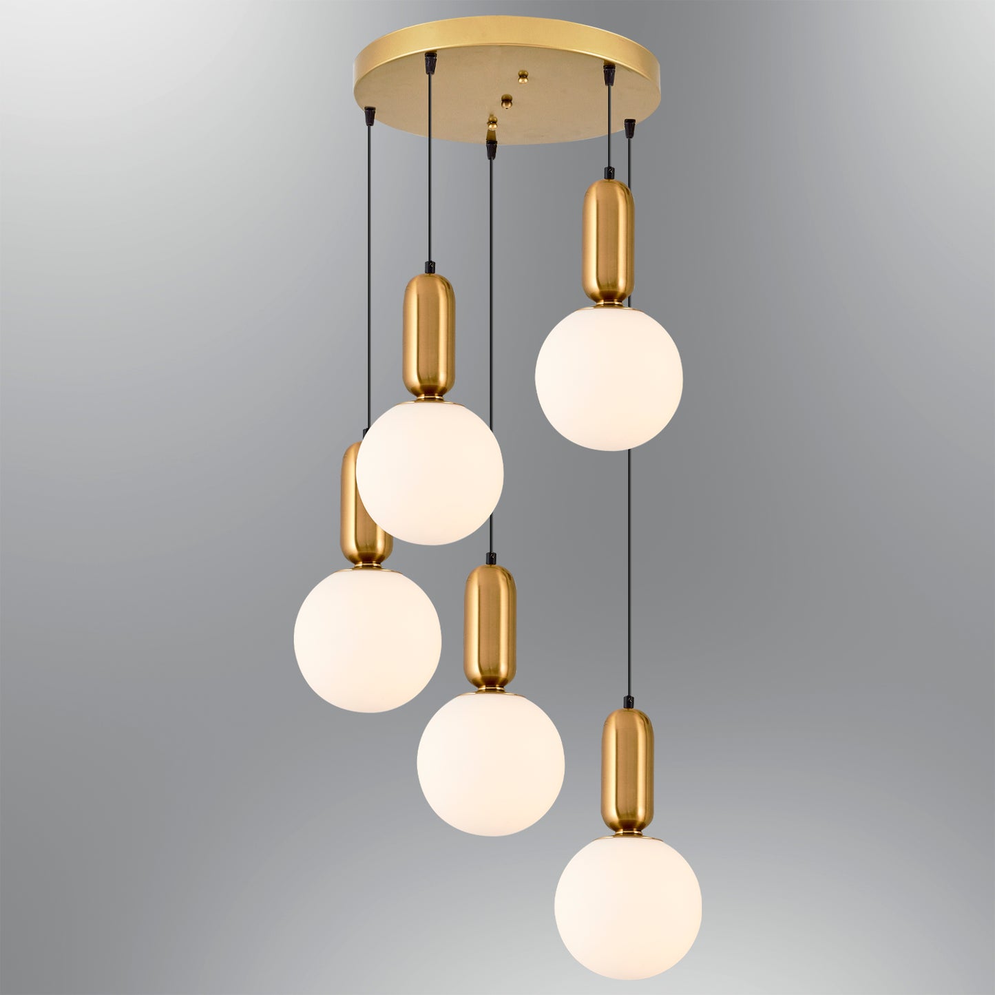 Adomum 4074-5A - Modern Hanglamp met opaalglazen