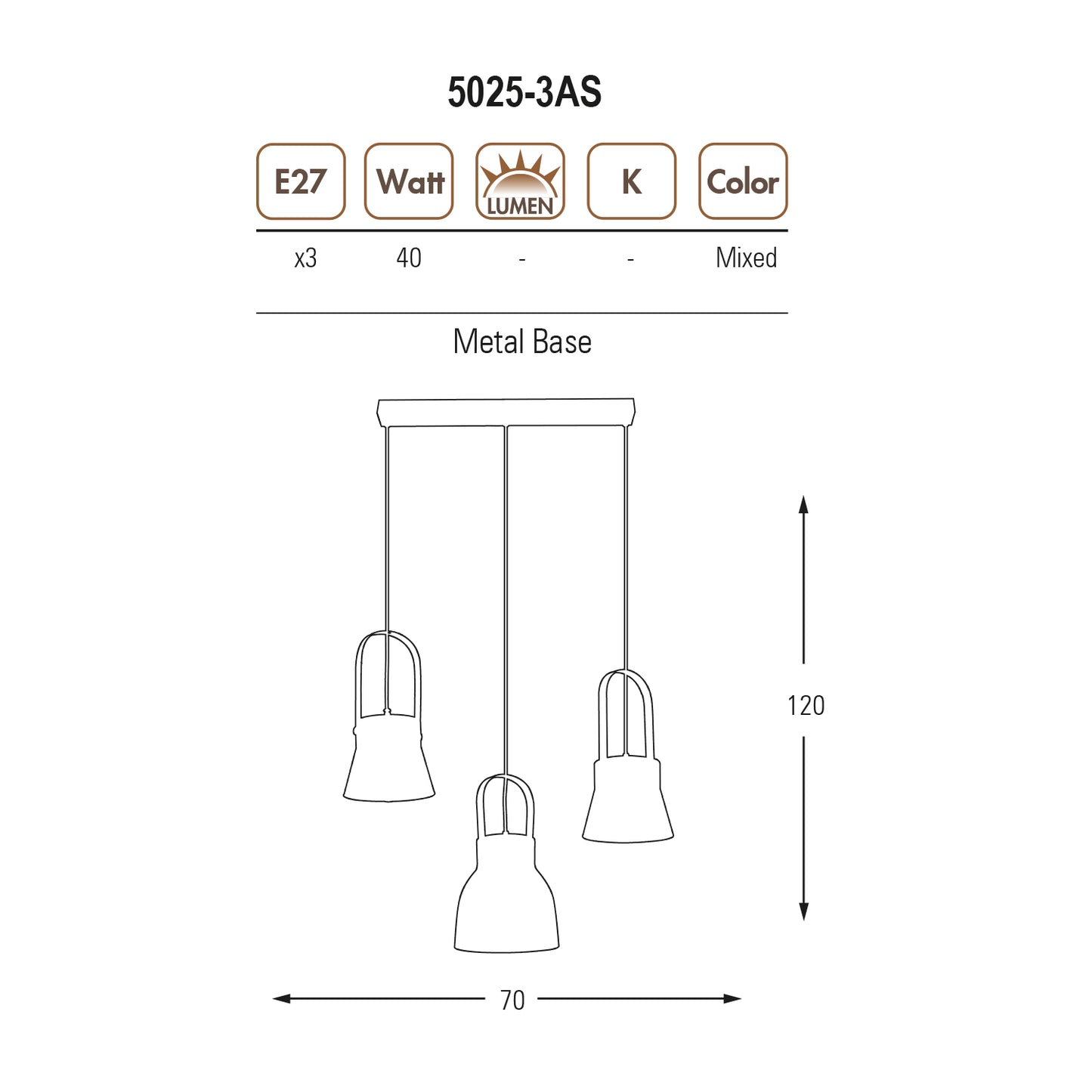 Adomum 5025-3AS - Modern Hanglamp