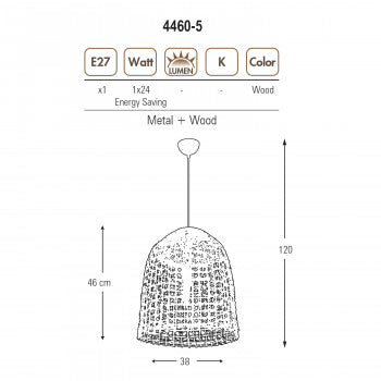 Adomum 4460-5 - Rieten/Rotan Hanglamp