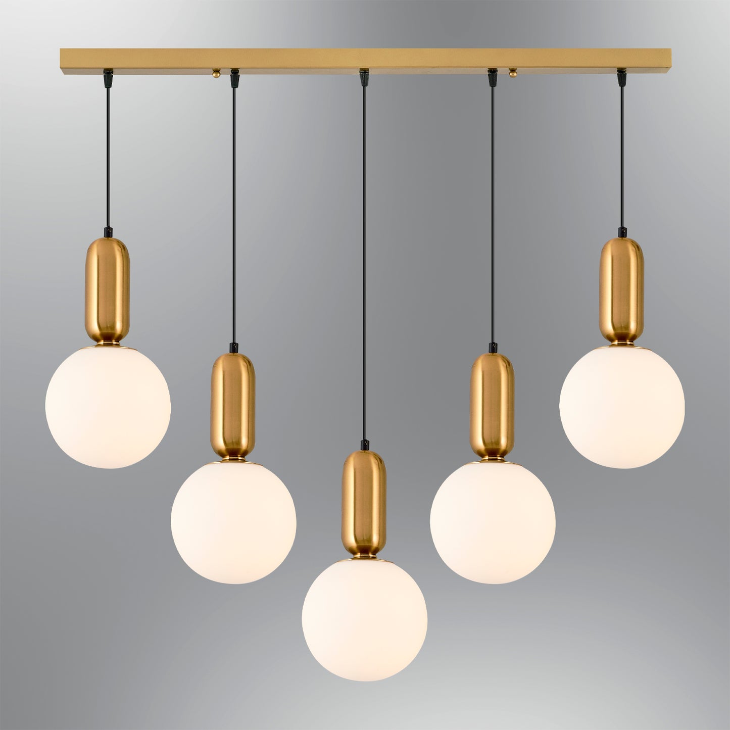 Adomum 4074-5AS - Modern Hanglamp met opaalglazen