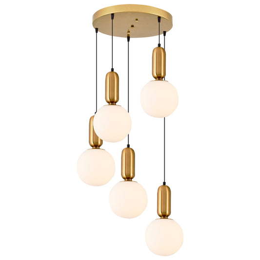 Adomum 4074-5A - Modern Hanglamp met opaalglazen