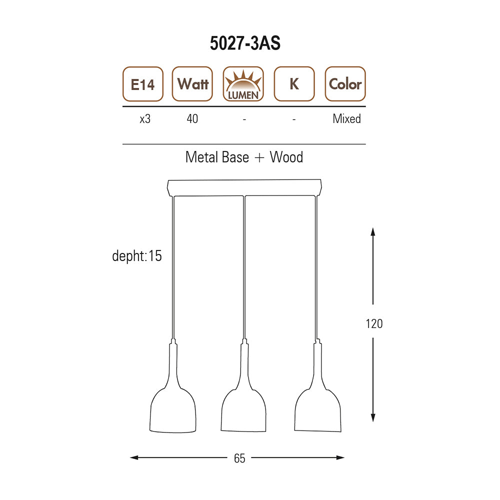 Adomum 5027-3AS - Modern Hanglamp